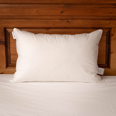 White rectangular pillow with smooth soft fabric cover filled with white duck down and feather for comfortable sleep