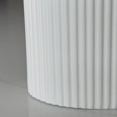 Flutini | White Fluted Oval Stone Resin Indoor Plant Pots (2 Pot Set)