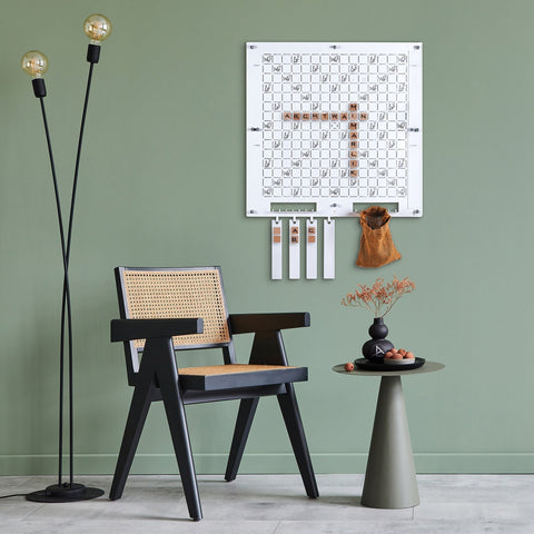 Black cane chair with woven natural fiber seat and backrest perfect for good-feeling social play age range varies