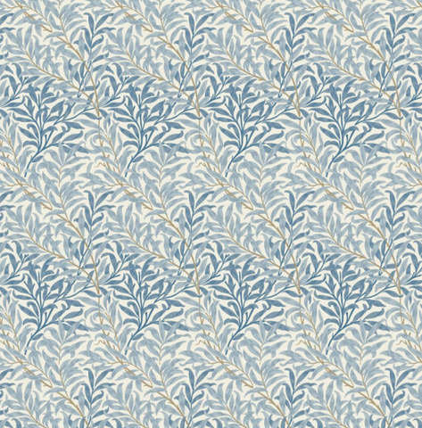 William morris blue willow cotton drum lampshade with white lining 30cm height ceiling shade fitting sits 3-4cm