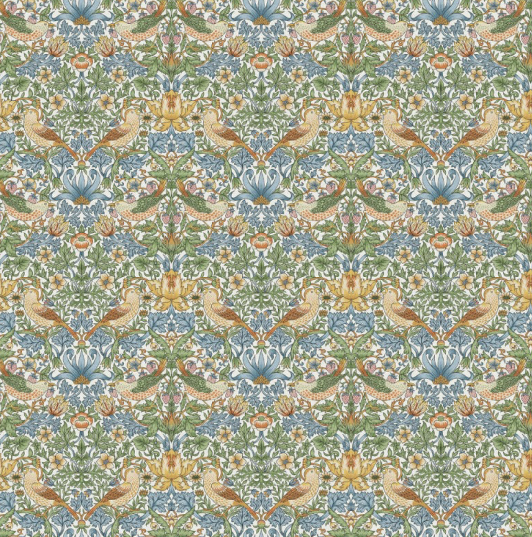 William morris sky strawberry thief cotton ceiling shade with birds and flowers pattern fitting sits 3-4cm