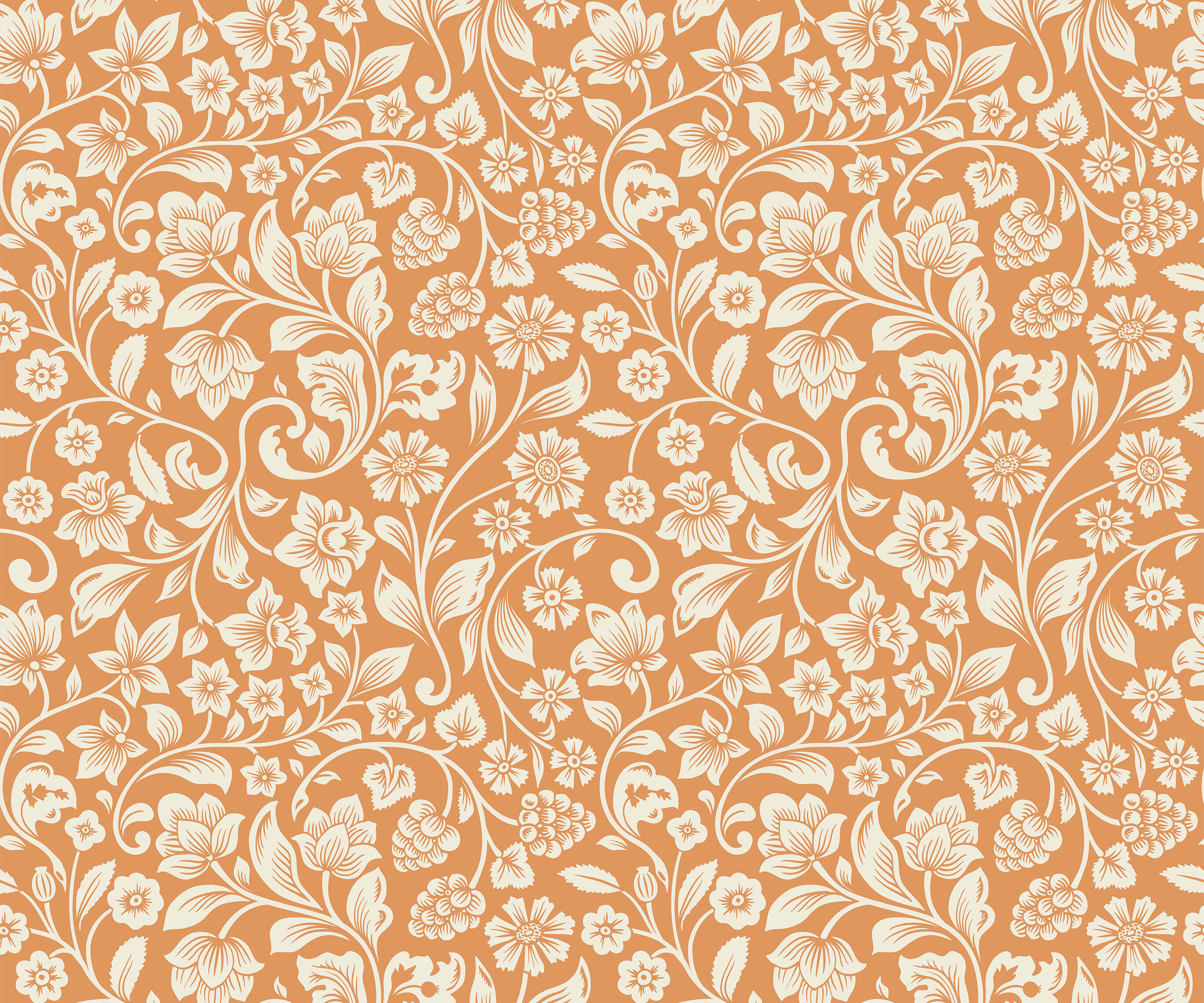 Willow fabric in orchid tone with intricate white floral and vine pattern perfect for elegant sewing projects