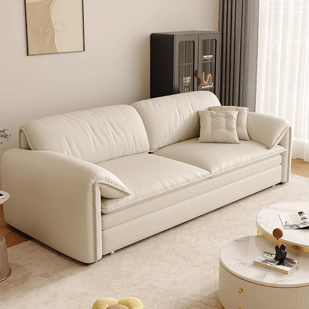 Cream-colored leather wilson single seater with tufted cushions modern minimalist two seater sofa bed with storage