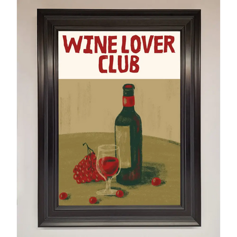 Wine Lovers Club Framed Poster - A1 (59.4 x 84.1 cm) / Matt Black - Framed Print