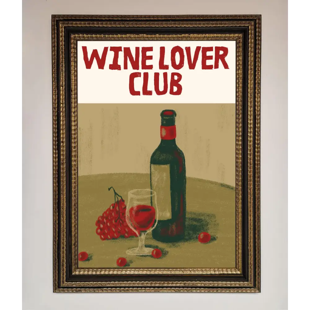 Wine Lovers Club Framed Poster - A3 (29.7 x 42 cm) / Ornate Gold Black - Framed Print