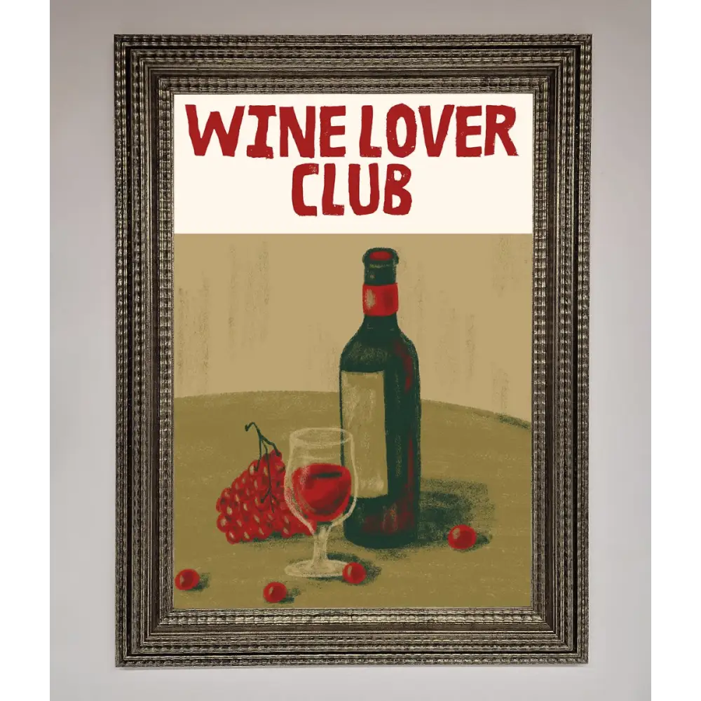Wine Lovers Club Framed Poster - A3 (29.7 x 42 cm) / Ornate Silver - Framed Print