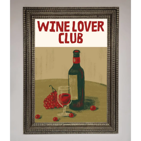 Wine Lovers Club Framed Poster - A3 (29.7 x 42 cm) / Ornate Silver - Framed Print