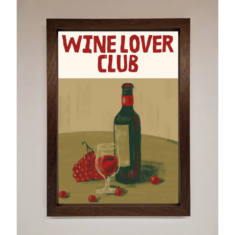 Wine Lovers Club Framed Poster - A3 (29.7 x 42 cm) / Walnut - Framed Print