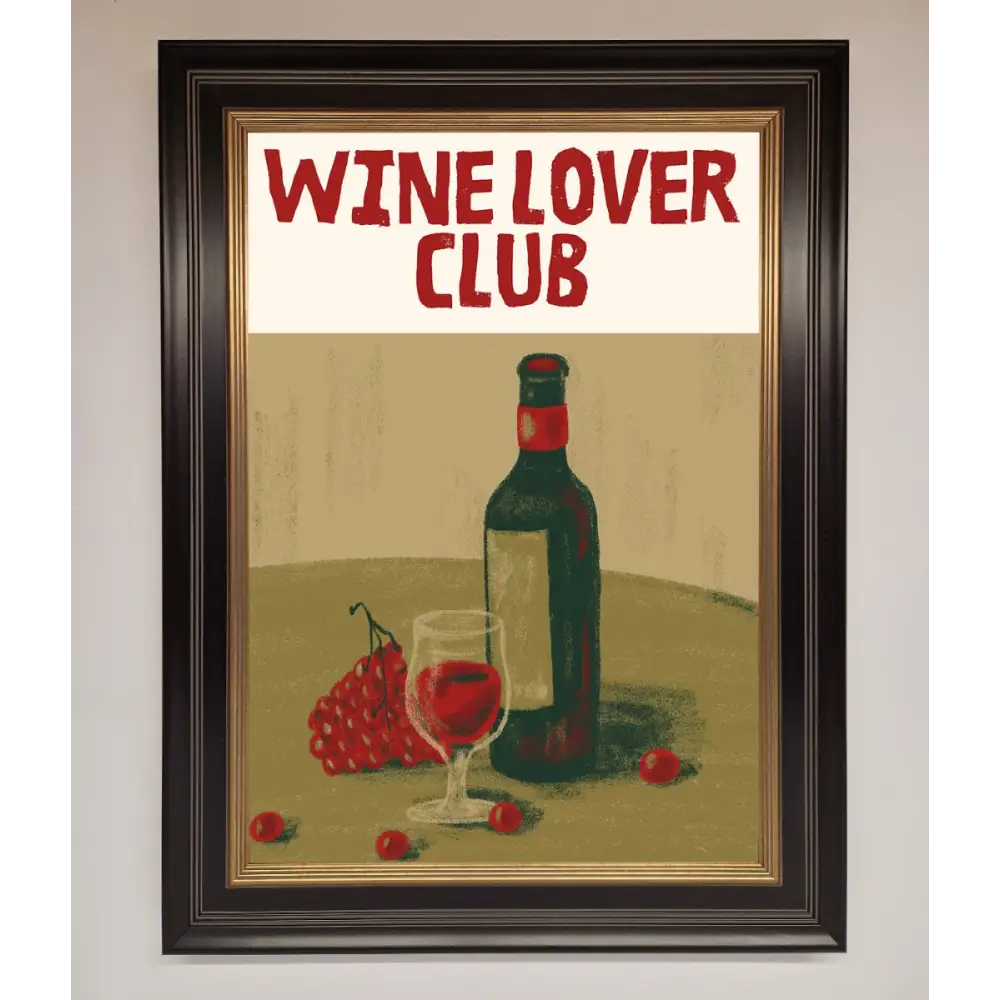 Wine Lovers Club Framed Poster - B0 (100 x 141 cm) / Black Gold - Framed Print