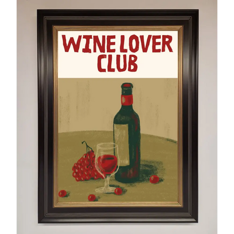 Wine Lovers Club Framed Poster - B0 (100 x 141 cm) / Black Gold - Framed Print