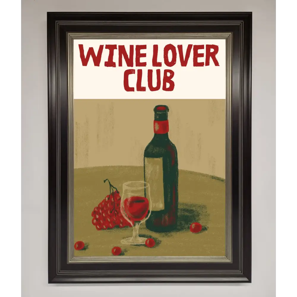 Wine Lovers Club Framed Poster - B0 (100 x 141 cm) / Black Silver - Framed Print