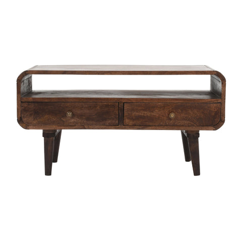 Franklin Dark Mango Wood TV Stand with 2 Drawers