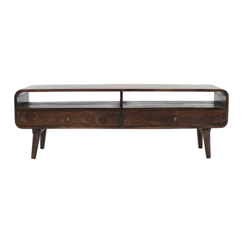 Franklin Dark Mango Wood Large TV Stand with 2 Drawers