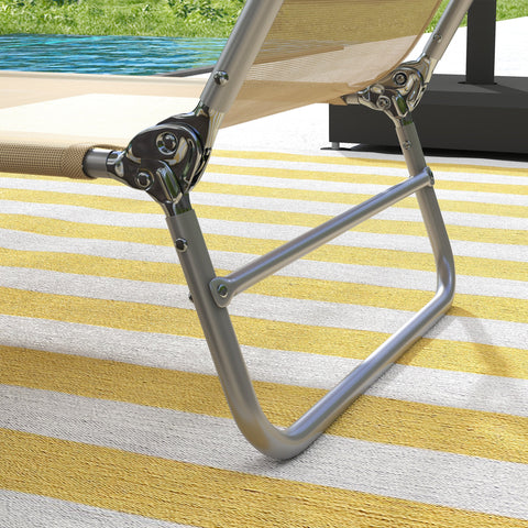 Outsunny Set of Two Steel Frame Sun Loungers, with Reclining Backs - Brown