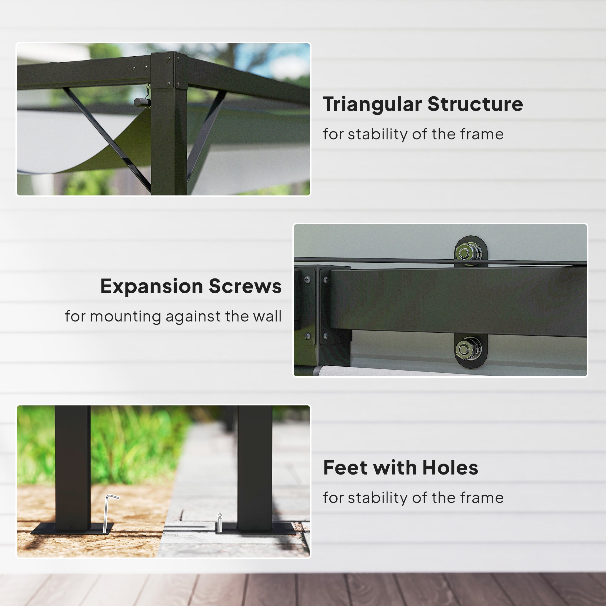 Outsunny 3 x 3(m) Outdoor Pergola with Retractable Canopy - Grey