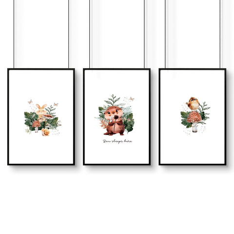 Woodland Nursery Print | Set of 3 wall art prints