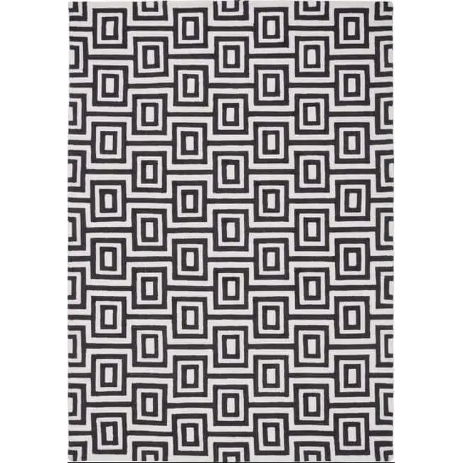 Wool Labyrinth Rug White and Black - 80X150 cm - Rugs