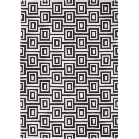 Wool Labyrinth Rug White and Black - 80X150 cm - Rugs