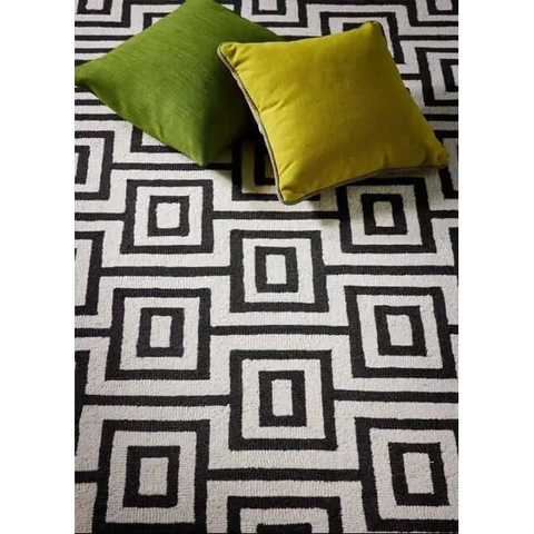 Wool Labyrinth Rug White and Black - Rugs