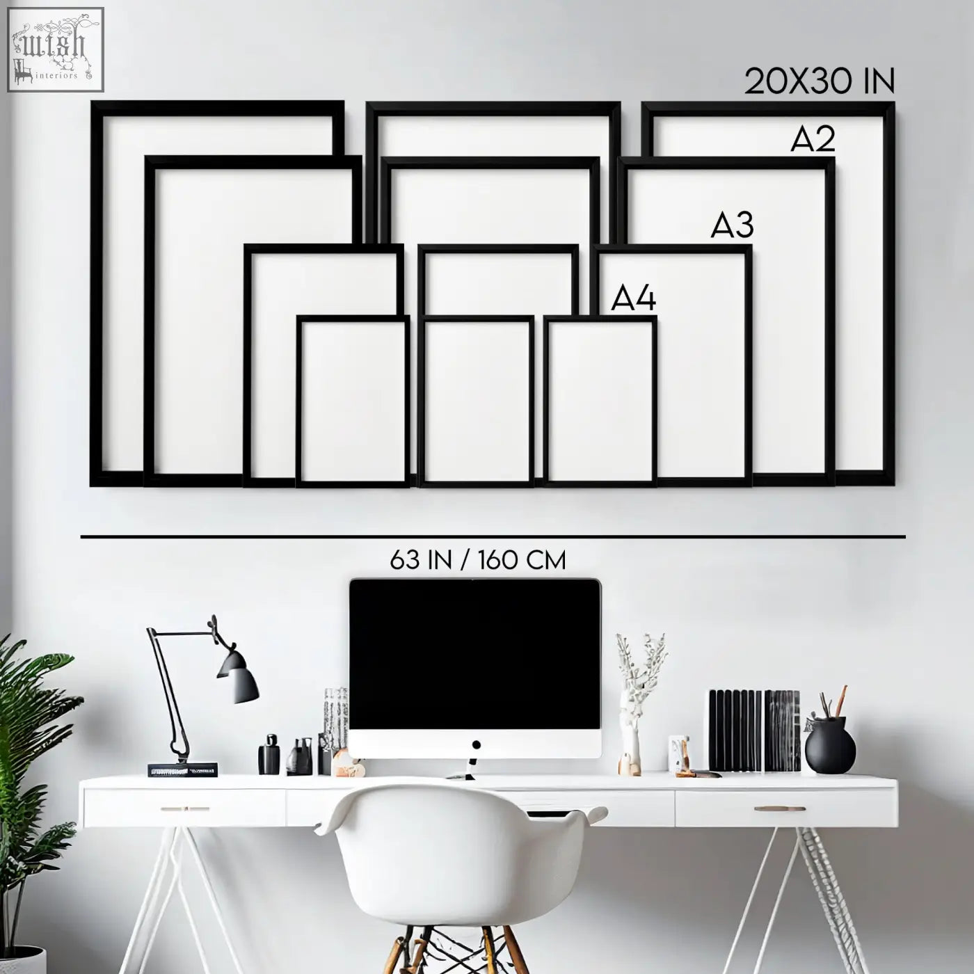 Set of 3 black minimalist picture frames featuring mediterranean coastal café scenes perfect for work office wall art