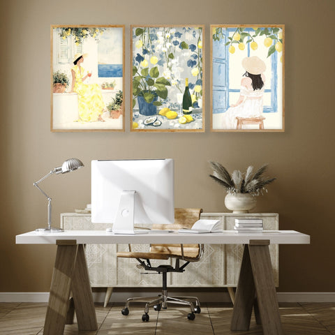 Workplace office decor | Set of 3 Italian Lifestyle Wall art Prints