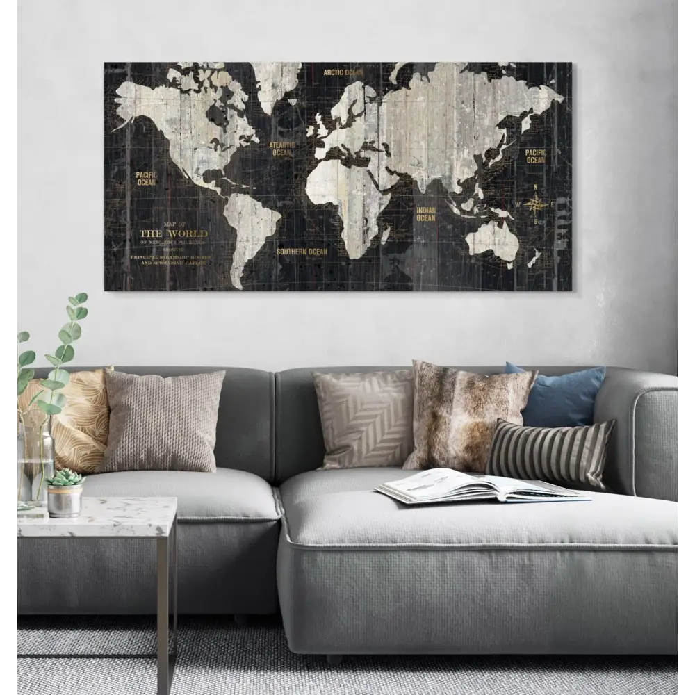 World Traveller Map Framed Canvas - Artwork