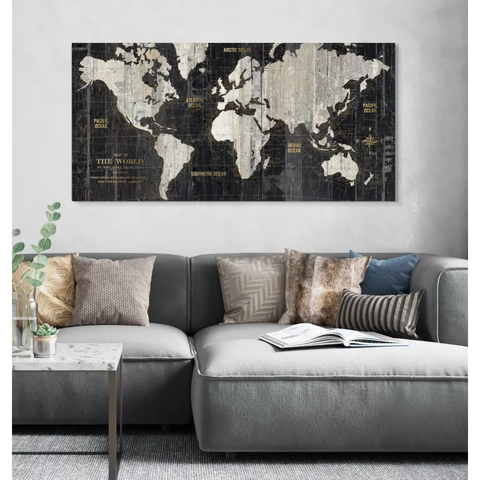 World Traveller Map Framed Canvas - Artwork