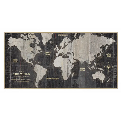 World Traveller Map Framed Canvas - Artwork