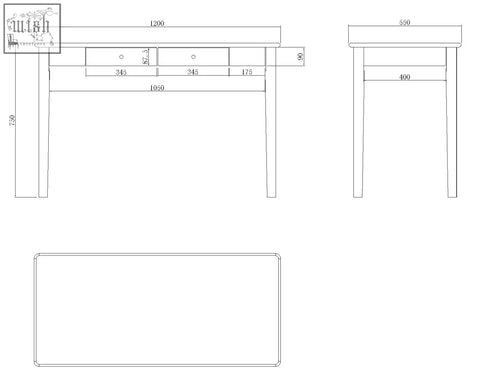 Blueprint of wright walnut desk and dressing table with two drawers solid walnut wood drawer runners year warranty
