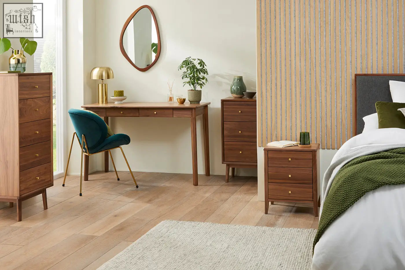 Warm-toned solid walnut wright walnut desk with sleek wood drawer runners and matching drawers with year warranty
