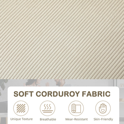 HOMCOM Three-Seater Corduroy Sofa - Cream White