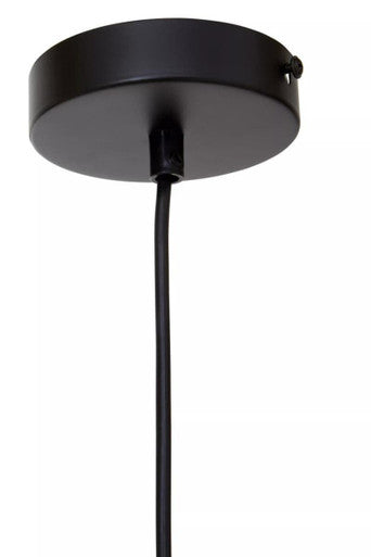 Wyra chrome cage pendant light featuring a black circular matte metal base and thin black cord cage pendant light