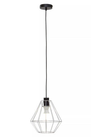 Black metal wyra chrome cage pendant light with geometric wireframe design and chrome cage pendant features