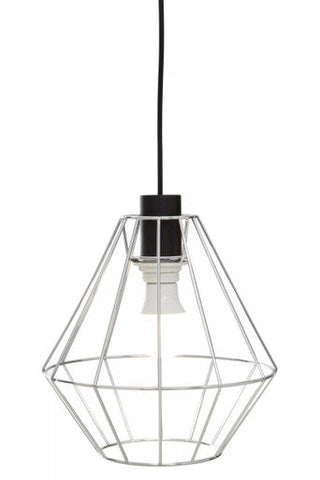 Wyra chrome cage pendant light with sleek chrome cage pendant design and black hanging cord wire cage light