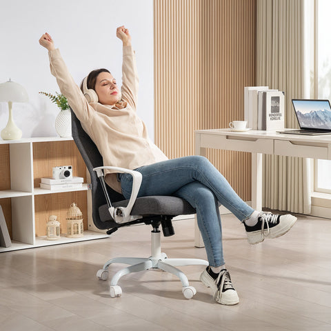 HOMCOM Fabric High Back Office Chair - Grey