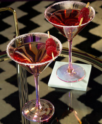 Frosted Deco Set of 2 Martini Glasses