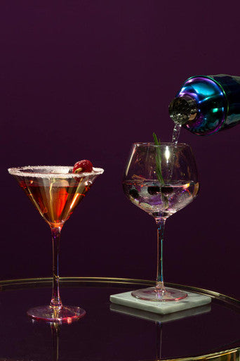 Frosted Deco Set of 2 Martini Glasses