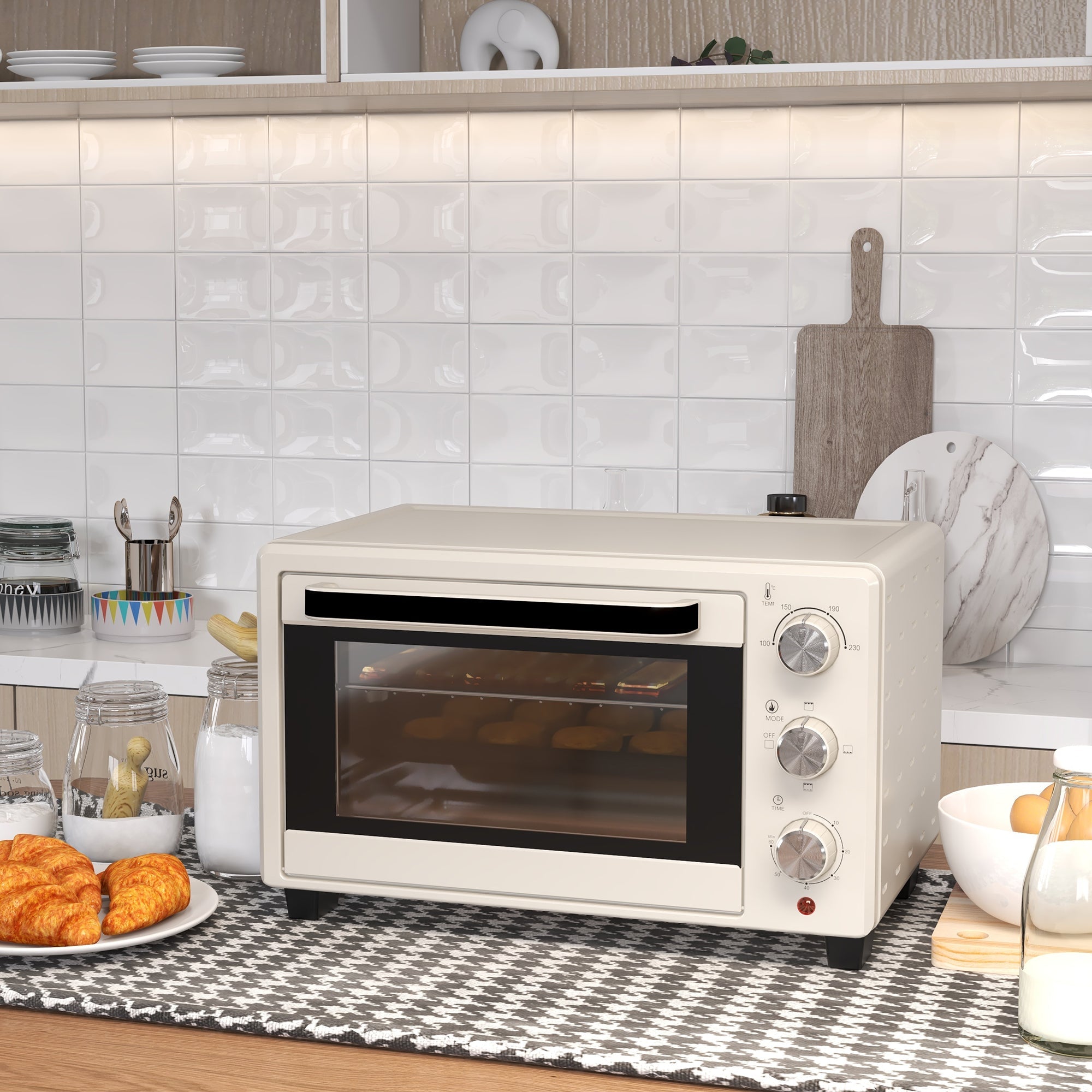 HOMCOM 21L Mini Countertop Oven, 100\'c2\'b0C-230\'c2\'b0C Adjustable Temp - White