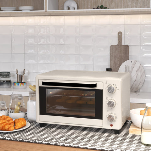 HOMCOM 21L Mini Countertop Oven, 100\'c2\'b0C-230\'c2\'b0C Adjustable Temp - White