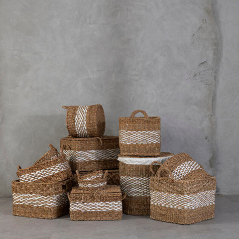 Oval Multi Seagrass Basket With Lid
