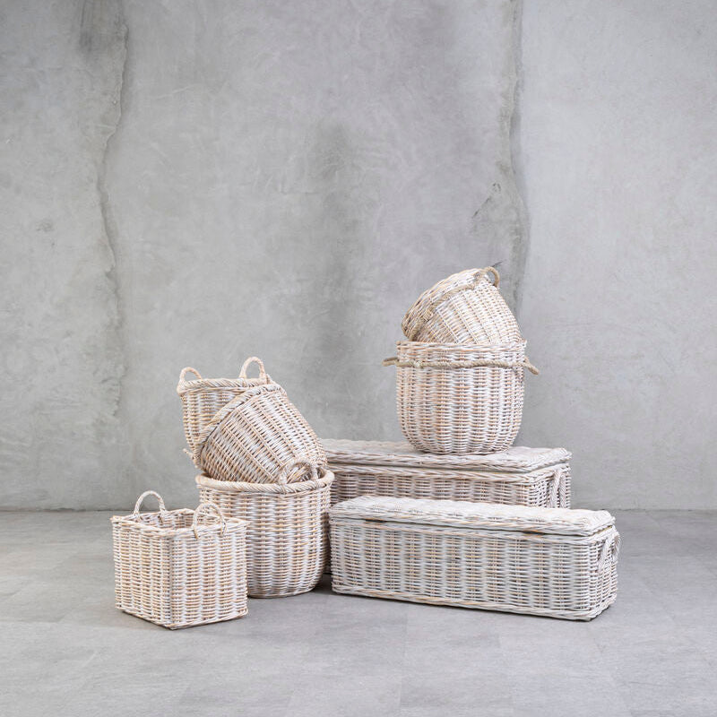 Argento Whitewash Rattan Storage Baskets