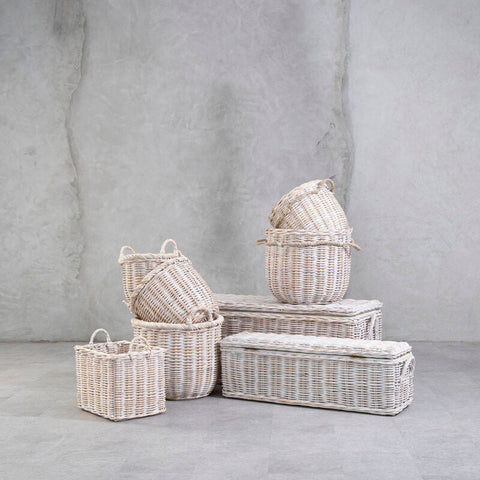 Argento Whitewash Rattan Storage Baskets
