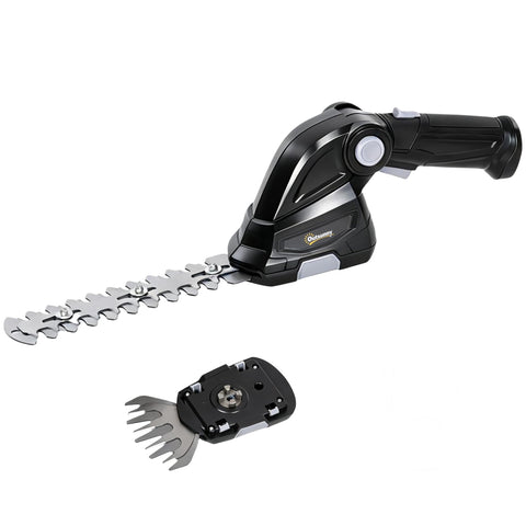 Outsunny 2-in-1 Cordless Hedge Trimmer & Grass Shear with 7.2V 2 x Rechargeable 2000mAh Batteries, 2 Changeable Blades