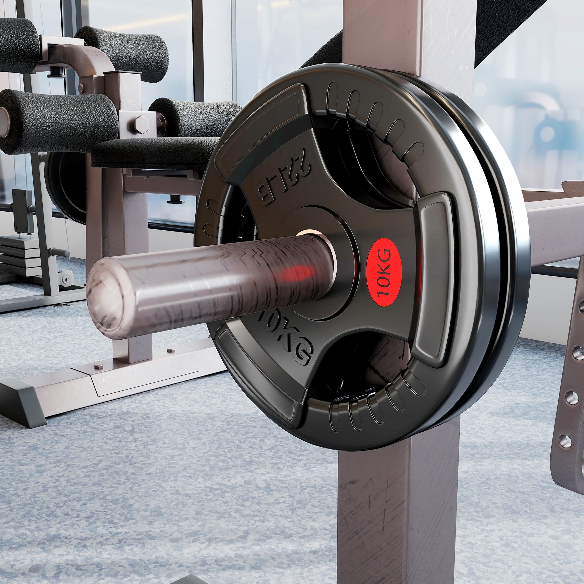 SPORTNOW Olympic Weight Plates, 2"/5cm Weight Disc Pair with Tri-Grips, 2 x 10kg Dumbbell Plates for Weightlifting and Strength Training Home Gym Fitness Workout, Black