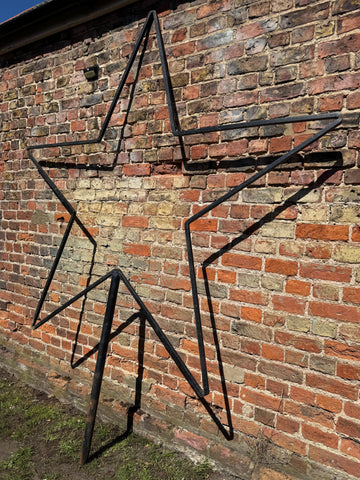 Xl black metal star garden stake with rustic industrial design perfect for christmas wedding decor