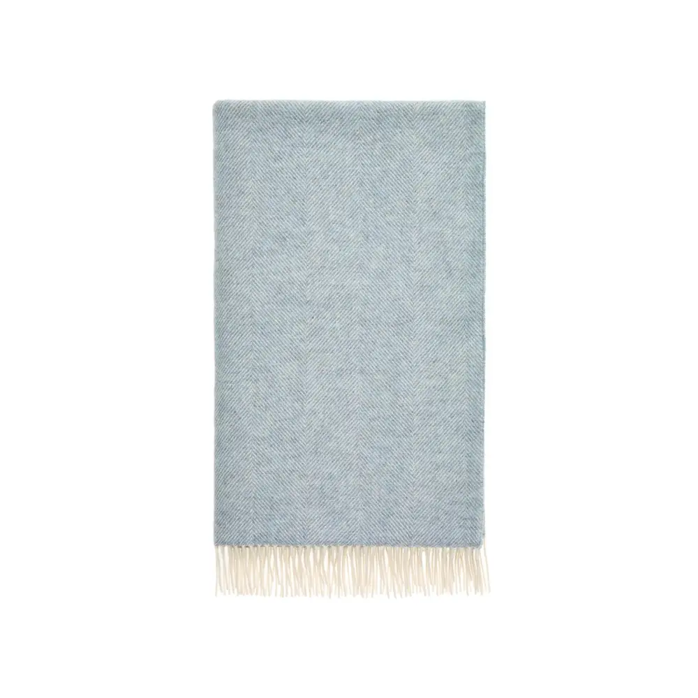 XL Herringbone Shetland Pure New Wool Throws - Duck Egg XL - Throws & Blankets