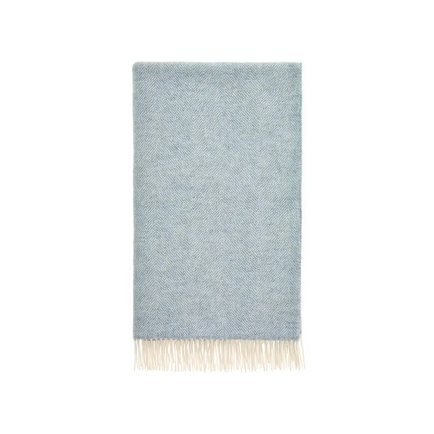XL Herringbone Shetland Pure New Wool Throws - Duck Egg XL - Throws & Blankets