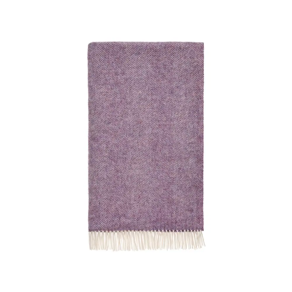 XL Herringbone Shetland Pure New Wool Throws - Lavender XL - Throws & Blankets