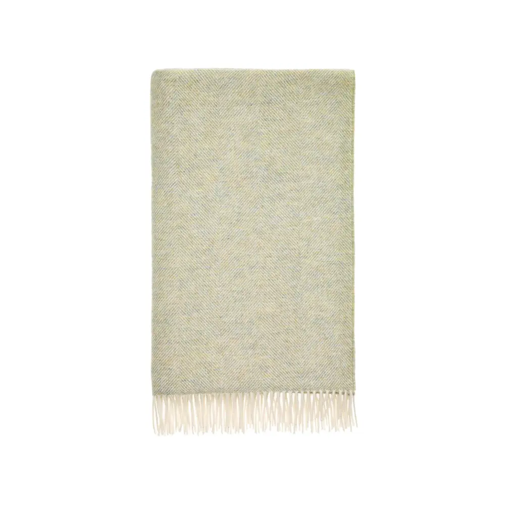 XL Herringbone Shetland Pure New Wool Throws - Light Sage XL - Throws & Blankets