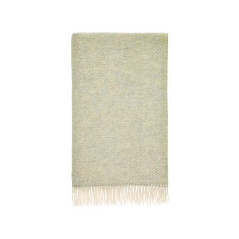 XL Herringbone Shetland Pure New Wool Throws - Light Sage XL - Throws & Blankets